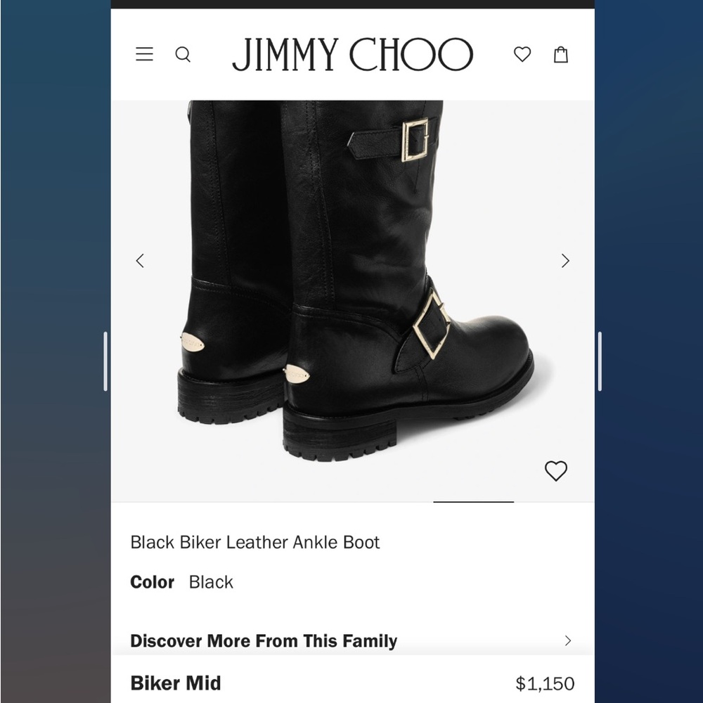 JIMMY CHOO Edgy Black Leather Moto  Ankle Boot Size US 7 EU37 - Picture 7 of 15